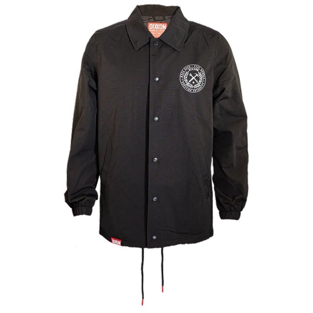 DIXXON FLANNEL CO. Weld Black‎ White Coaches Crest Jacket lightweight LT NWOT